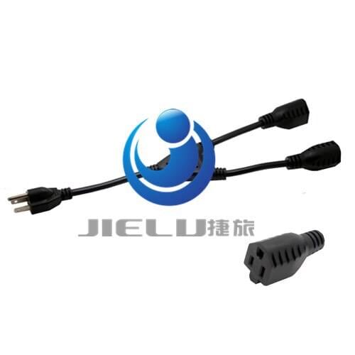 5-15P-2*5-15R,USA Japan Canada Nema 5-15p Male Plug to 2*5-15R Power Extension Cable Cord Electrice Y Type Splitter 0.3M 1ft