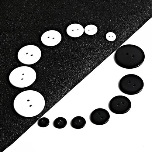 9/10/11.5/15/18/20/23/25 mm White Black Resin Sewing Buttons Round Two Holes Button Clothes Tools Crafts Accessories Wholesale