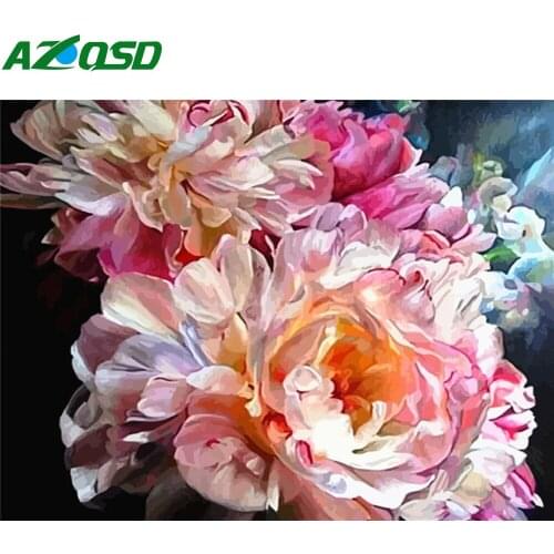 AZQSD Oil Painting By Number Flower Hand Painted Modern Wall Art Picture By Numbers Handmade Room Decoration