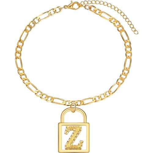 Cxwind Bohemian 26 Letter Chain Bracelets Bangles for Women Fashion Locket Shape Gold Color Chain Bracelets Charm Jewelry