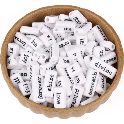 60pcs/lot Letter Beads Rectangular Shape Multi-size Word Beads Charms Bracelet Necklace For Jewelry Making Accessories