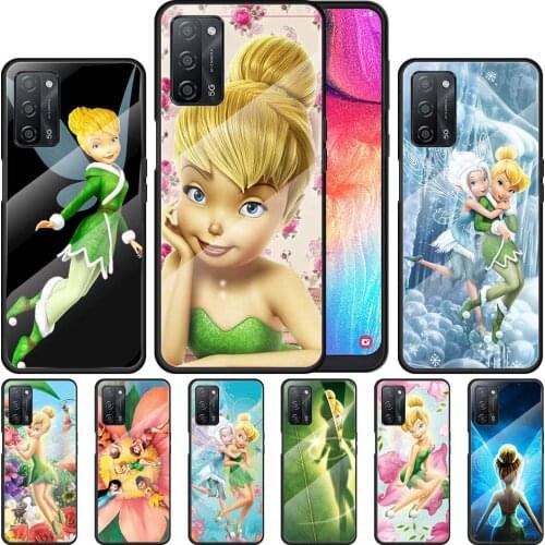 Disney Tinkerbell princess for OPPO Realme 7i 7 6 5 Pro C3 XT A9 2020 A52 Find X2Lite Luxury Tempered Glass Phone Case Cover