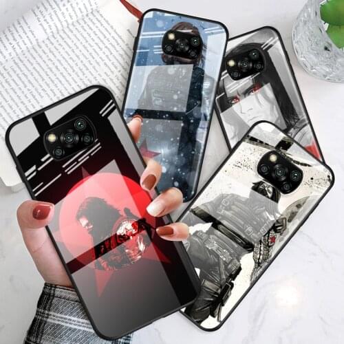 Tempered Glass Luxury Cover Marvel Winter Soldier Art For Xiaomi POCO F3 F2 X3 NFC X2 M2 Pro Shockproof Shell Phone Case