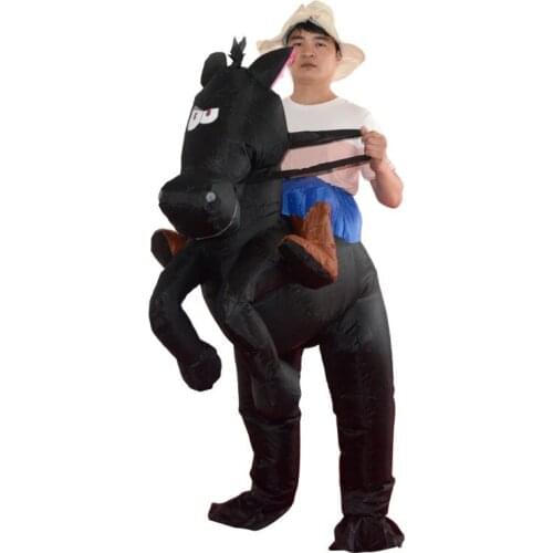 Black Cowboy Horse Outfit funny Inflatable costume Halloween Carnival Cosplay Cow boy Rider Horse Inflatable Costume For Adults