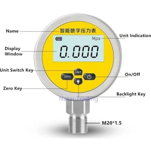 Digital pressure gauge 0-60MPA, battery powered electronic oil pressure hydraulic pressure manometer, 5 units