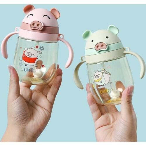 New Baby Drink Bottle With Straw Cute Cartoon Animal Baby Feeding Cups Kids Chidlren Outdoor Travel Cup Bottles for Boy Girl