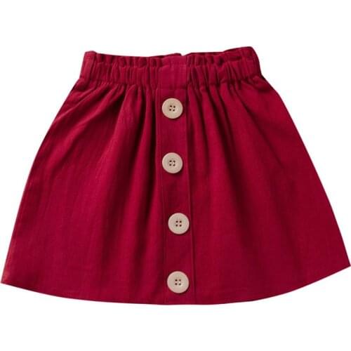 Infant Kid Baby Girl Button Skirt Casual Solid Bebe Children Clothes Outfit