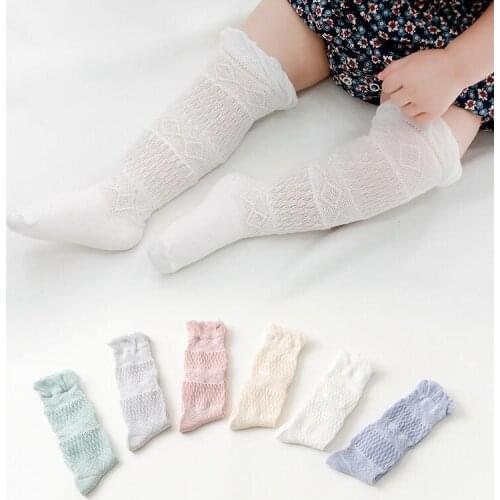 Baby over knee stockings Childrens breathable high stockings Spring and summer diamond mesh baby anti-mosquito socks