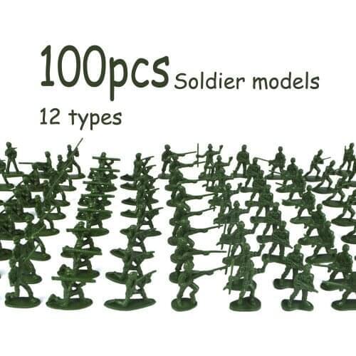 100 Pcs Military Play Set Kids Simulation Military Plastic Toy Soldiers Men 3.8cm Figures Children Fun Pretend Play Toys Игрушки