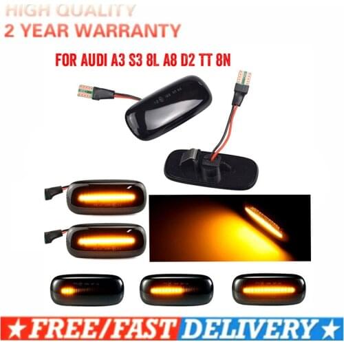 For Audi A3 S3 8L 2000-2003 A8 D2 1999-2002 TT 8N 2000-2006 2X LED Dynamic Side Marker Turn Signal Light Indicator