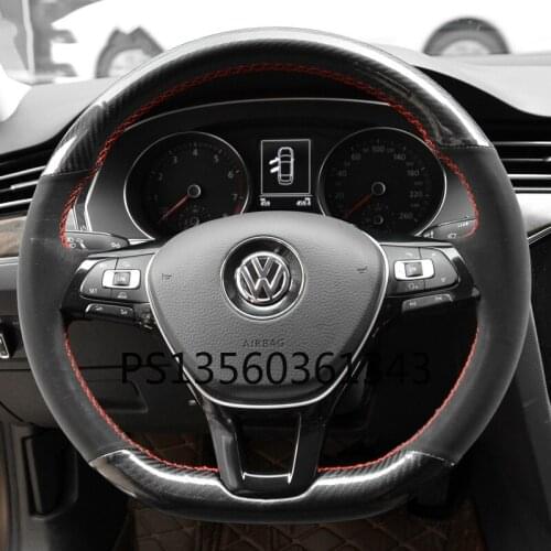 For Volkswagen Bora T-ROC Teramont Coupe polo Tharu Passat C-TREK Hand-stitched steering wheel cover Leather suede grip cover