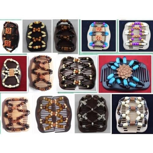 WOODEN BEADS COMB mix lot 50 pcs/ lot free shipping shining beads christmas present gift comb