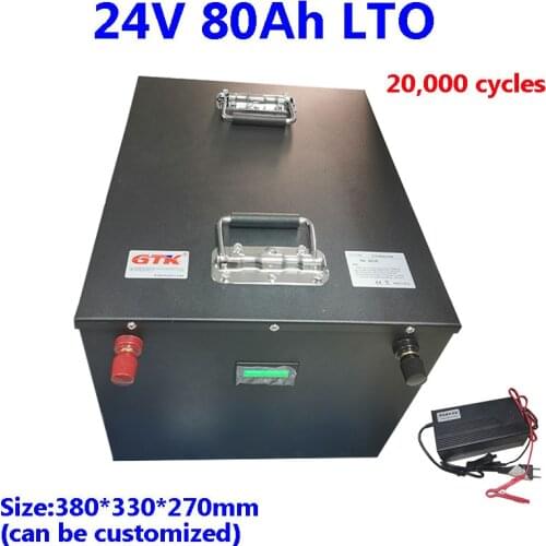 GTK SOLA BATTERY 24V 80Ah LTO battery pack 2.4V Lithium titanate cell apply to motorhome solar system -55℃ working +10A charger