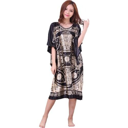 BLACK Plus Size Womens Faux Silk Robe New Fashion Style Summer Lady Bath Gown Bathrobe Nightgown Sleepwear Mujer Pijama Zh12E