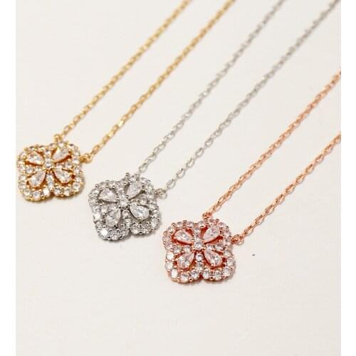 Exquisite sparkling hollow flower copper micro-zircon Necklace