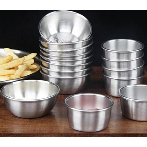Stainless Steel Sauce Dishes Food Dipping Bowls Round Seasoning Appetizer Plates Sauce Storage Container Snack Cups