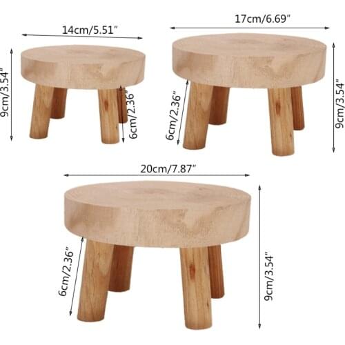 Solid Wood Round Bench Flower Pot Holder Plant and Succulent Flower Pot Base Display Stand Stool Home Garden Patio Shelf dropshi