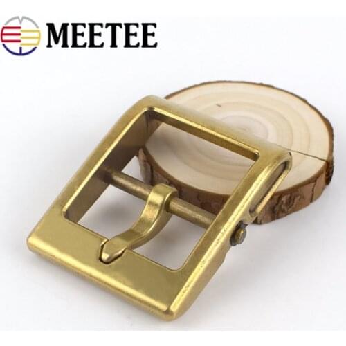 Meetee 40mm Solid Brass Metal Belt Buckle Men Women Pin Buckles DIY Leather Craft Jeans Accessories YK163
