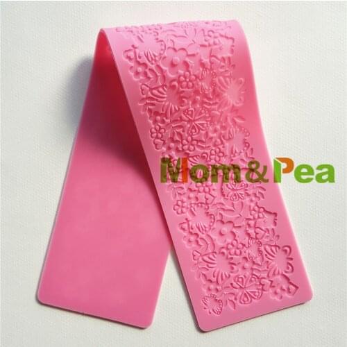 Mom&Pea GX208 Free Shipping Butterfly Lace Pad Cake Decoration Fondant Cake 3D Mold Food Grade Silicone Mould