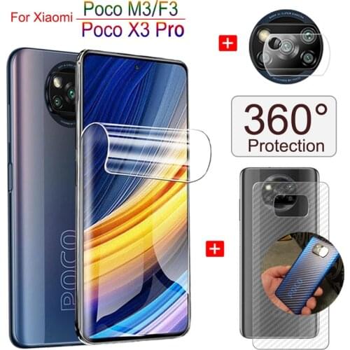 Poco X3 Pro Screen Protector, Full Protection for Xiaomi Pocophone X3Pro/F3/X3NFC Back Film Hydrogel Soft Glass on Poco-X3-Pro