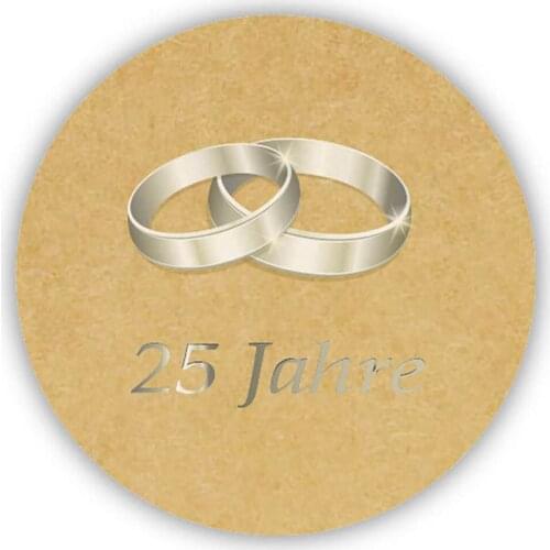 DouxArt 100 Pieces Finger Ring Stickers - 25 Jahre Silver Wedding Anniversary, 40MM Celebration Communion Gift Labels Seal Q032