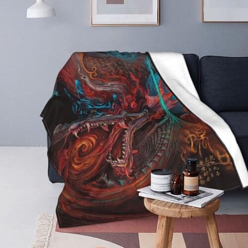 Dragons Zodiac Anime Blankets Coral Fleece Textile Legend Chinese Animal Lightweight Throw Blankets for Bed Couch Bedspreads