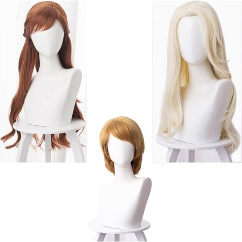 Elsa Anna Kristoff Wigs Snow Queen Princess Cosplay Wig Heat Resistant Synthetic Hair Cosplay Wigs + Wig Cap