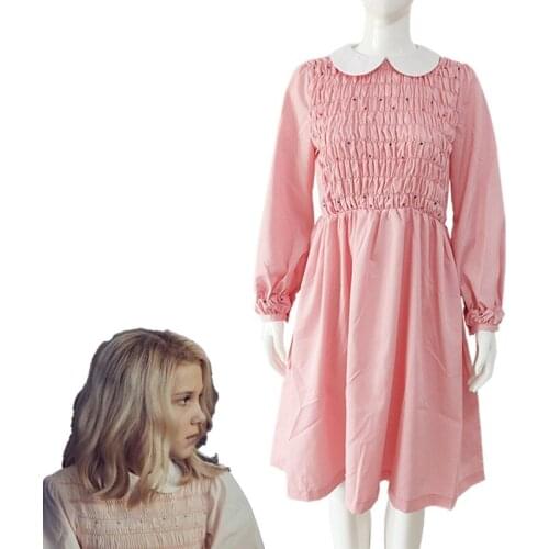 Stranger Things Season 3 Cosplay Eleven Dress Pink Pleated Skirt Girl Superpower Hoodie Sweatshirts Stranger Things Denim Jacket