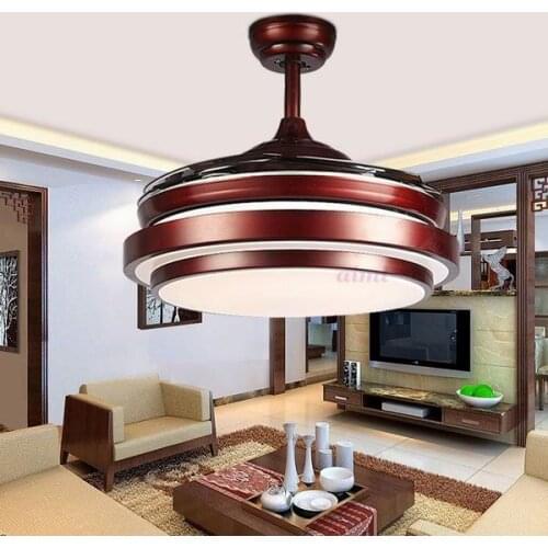 Ceiling fans lamp 42 inch 108cm LED living room ceiling lamp 85-265V brown Dimming remote control free shopping ceiling fan lamp