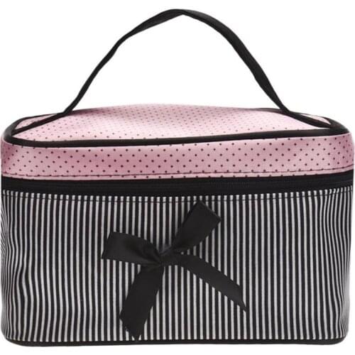Designer Cosmetic Bags Women Bag Square Bow Stripe Dot Organizer Travel Makeup Bag Makeup Case Box Necessaries Women