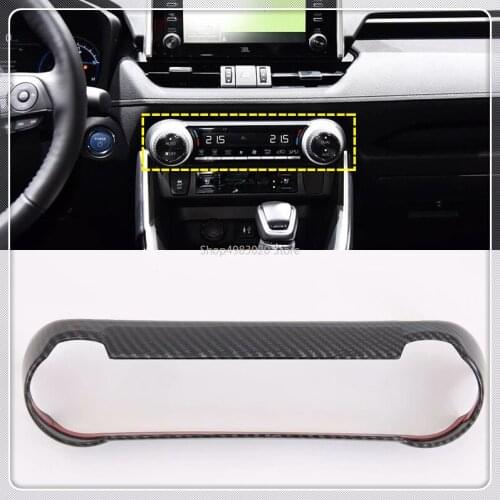 Carbon fiber For Toyota RAV4 2019 2020 Car Interior Air Condition AC Switch Cover Trim ABS chrome Plastic Auto Accessories