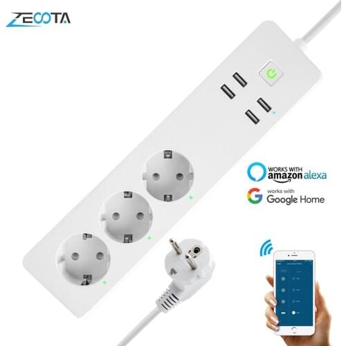 WiFI Smart Power Strip Surge Protector 3 way Outelts Sockets with USB Charging Port Homekit Remote Control by Alexa Google Home