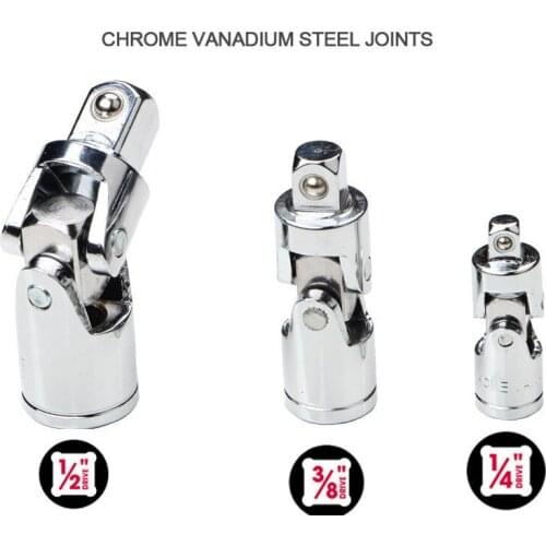 Universal Joint Set Ratchet Angle Extension Bar Socket Adapter 1/4" 3/8" 1/2" Socket Wrench Automobile Repair Hardware Tool