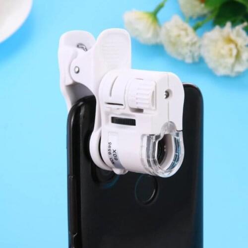 60X Mobile Phone Microscope Magnifying Glass LED Tools Magnification With Micro Camera Clip With Optical Magnifier LED Light