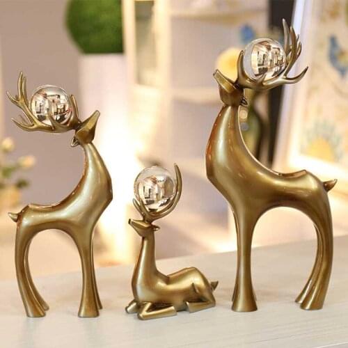 WINE CABINET CREATIVE RESIN DEER CRYSTAL BALL FIGURINE HOME DECOR CRAFTS ROOM DECORATION OBJECTS OFFICE STUDY RESIN ELK STATUE