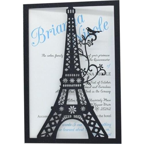 High quality romantic tower style wedding invitations card