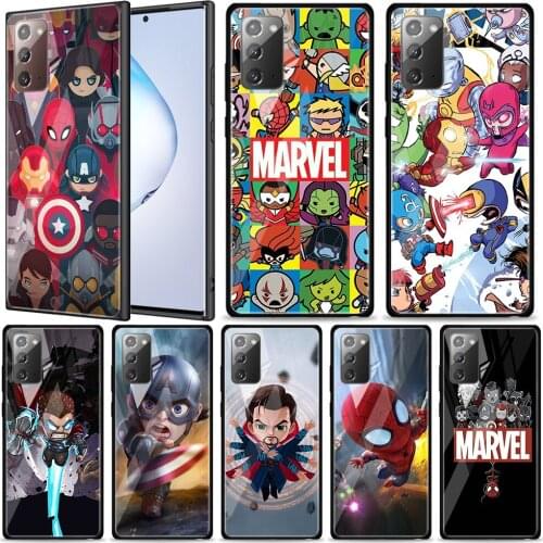 Marvel Cartoon Heros Tempered Glass For Samsung Galaxy Note 20 Ultra 10 9 8 Plus Lite A70 A50 A40 A30 A20 A10 Phone Case