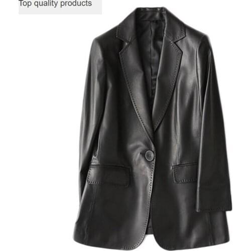 Genuine Leather Jacket Women 2020 Spring Autumn Luxury Real Sheepskin Leather Jacket Female Black Coat jaqueta de cour LX418