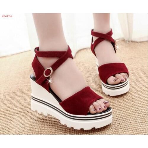 New fashion Summer Korean wedges fish head women sandals with platform sandals wild simple shoes shook with women sandals