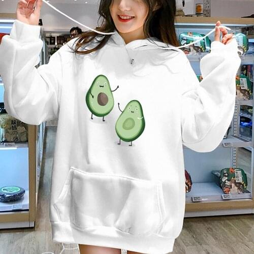 Two Avocado Hoodies Casual Kawaii Sweatshirt Harajuku Oversized Sweater Women Graphic Sweatshirts Pocket Printed Pullover Hoodie