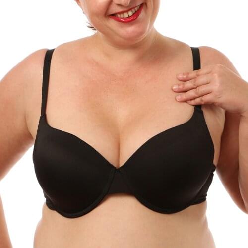 Vgplay Unlined Plus Size Women Bra Solid Black Big Cup For Big Breast Women Lingerie Underwire Adjusted Underwear