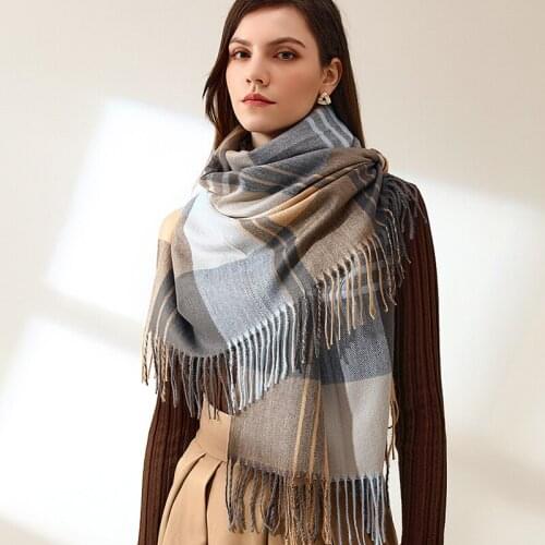 Johnature 2021 Autumn Winter New Plaid Scarf Women Casual All Match Warm Decorate Tassel Shawl Scarf 3 Colors
