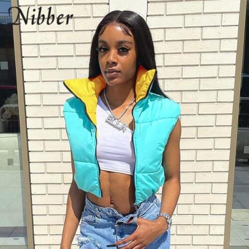 Nibber New Fashion Cotton Camisole Double-Sided Color Design Zipper Lapel Vest For Street Women Out Commute Daily Clothes 2021