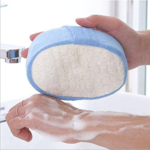 1PC Natural Loofah Sponge Bath Ball Shower Rub Bath Shower Wash Body Pot Sponge Scrubber Durable Healthy Massage Brush 3 Colors