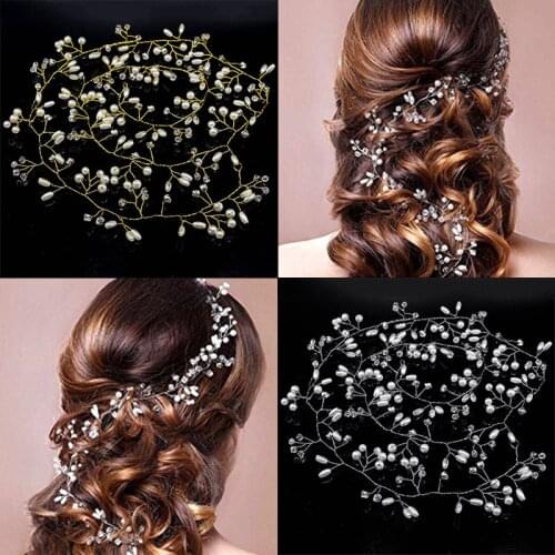 New Arrival Golden Women Girls Wedding Korean Silvery Allergy Free 1PC Simulated Pearl Bride Crystal Crown Floral Elegant
