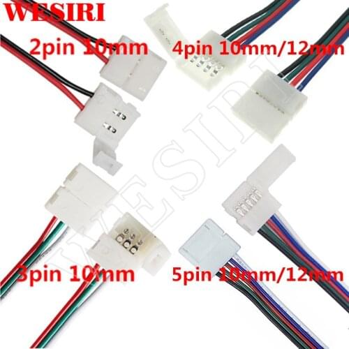 10-100pcs 2pin 3pin 4pin 5pin 8mm 10mm 12mm LED PCB Adapter Connecter for 3528 5050 WS2811 WS2812B APA102 WS2801 LED Strip