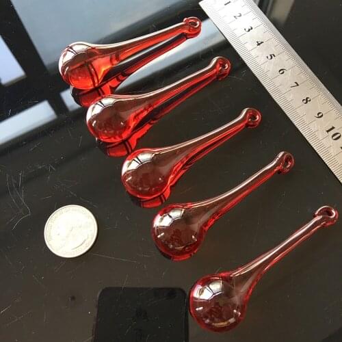 2 PCS Transparent Red Water Droplets Chandelier Crystal Prism Catcher Chandelier Suncatcher DIY Curtain Decor Accessories 80MM
