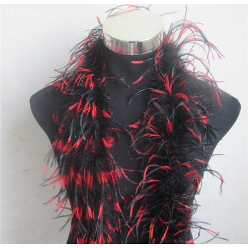 20 Meter fluffy ostrich feather boa skirt Costumes Trim for Party Costume Black and red ostrich feather in wedding decorations