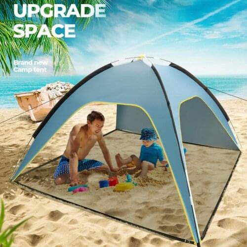 3-4 People Tent Beach Awning 3-sided Ventilated Warerproof UV Protection Sunshade Family Outdoor Travel Camping Tent Sun Shelter