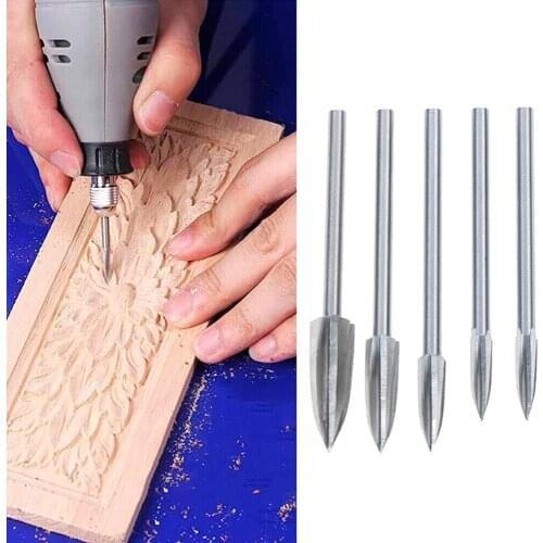 5 Pcs/set Home DIY Woodworking Wood Carving Engraving Drill Bit Milling Cutter Carving Root Woodworking Tools Set